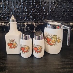 Spice Of Life Vintage Condiment Set, Salt And Pepper ,Vinegar ,Creamer/ Syrup,